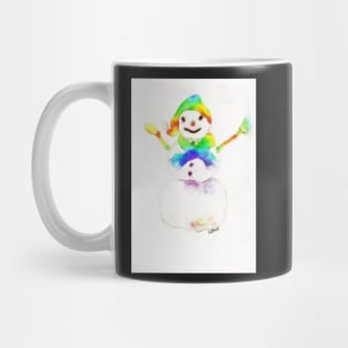 Snowman with Rainbow Scarf and Hat Mug